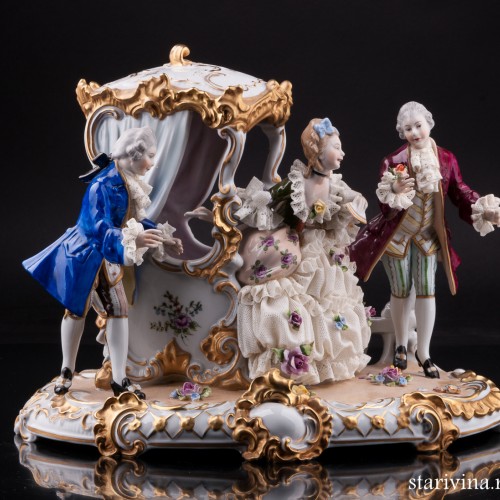 Сценка у портшеза, кружевная, Дрезден, Германия, 1960 гг