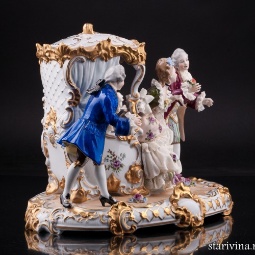 Сценка у портшеза, кружевная, Дрезден, Германия, 1960 гг