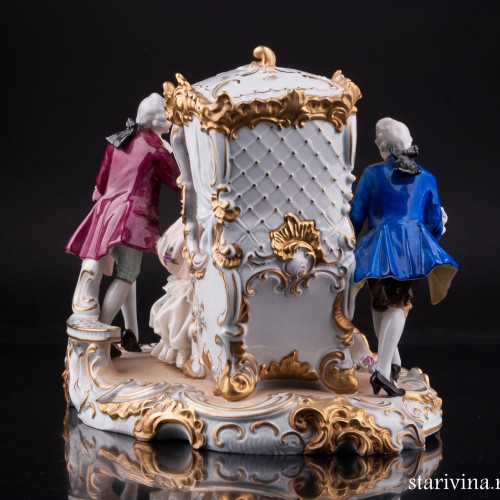 Сценка у портшеза, кружевная, Дрезден, Германия, 1960 гг