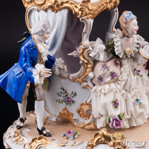 Сценка у портшеза, кружевная, Дрезден, Германия, 1960 гг