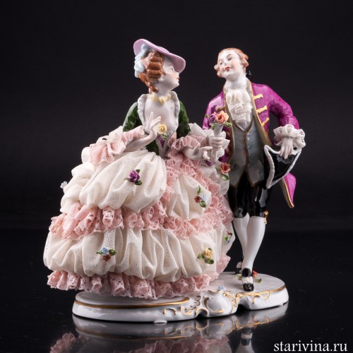 Галантная пара, кружевная, Unterweissbach, Германия, 1960 гг