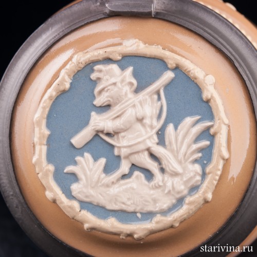 Старинная пивная кружка Охотники, 1 л, Villeroy & Boch, Германия, 1913 г.