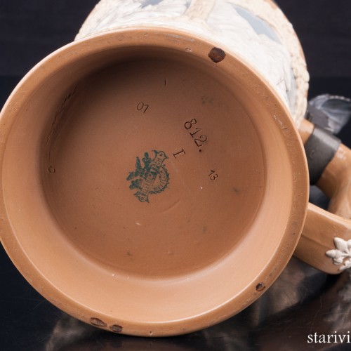 Старинная пивная кружка Охотники, 1 л, Villeroy & Boch, Германия, 1913 г.