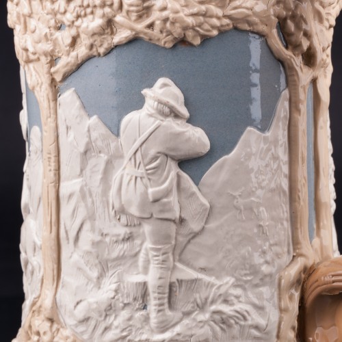 Старинная пивная кружка Охотники, 1 л, Villeroy & Boch, Германия, 1913 г.