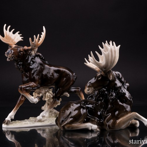 Лежащий лось, Hutschenreuther, Германия, 1938-55 гг