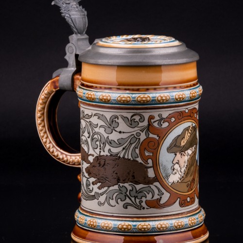 Пивная кружка Охота на кабана, 1/2 л, Villeroy & Boch, Германия, 1901 г