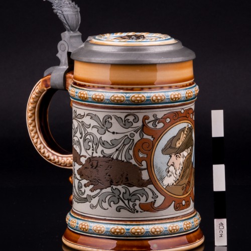 Пивная кружка Охота на кабана, 1/2 л, Villeroy & Boch, Германия, 1901 г