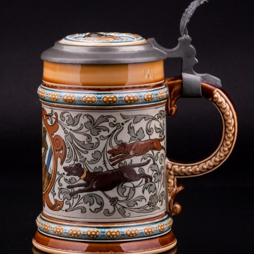 Пивная кружка Охота на кабана, 1/2 л, Villeroy & Boch, Германия, 1901 г