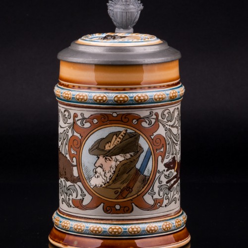 Пивная кружка Охота на кабана, 1/2 л, Villeroy & Boch, Германия, 1901 г