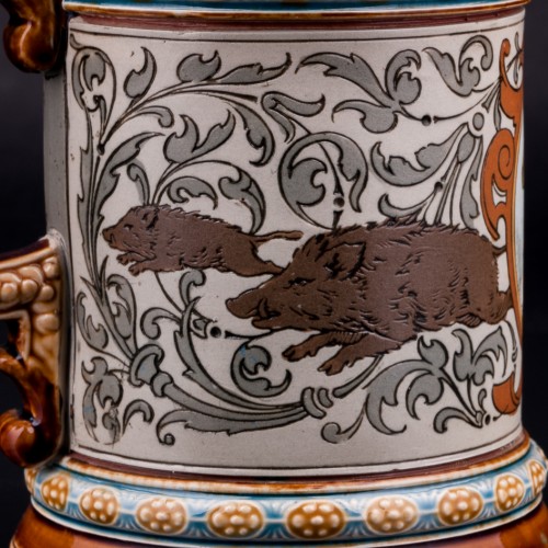 Пивная кружка Охота на кабана, 1/2 л, Villeroy & Boch, Германия, 1901 г