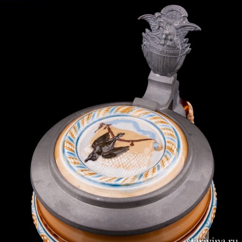 Пивная кружка Охота на кабана, 1/2 л, Villeroy & Boch, Германия, 1901 г