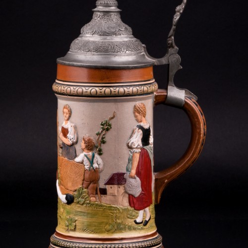 Пивная кружка У колодца перед воротами, 1/2 л, Hauber & Reuther, Германия, 1876-1910 гг