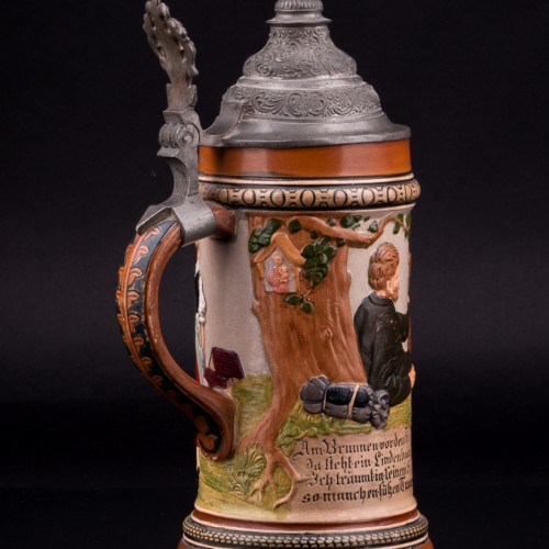 Пивная кружка У колодца перед воротами, 1/2 л, Hauber & Reuther, Германия, 1876-1910 гг