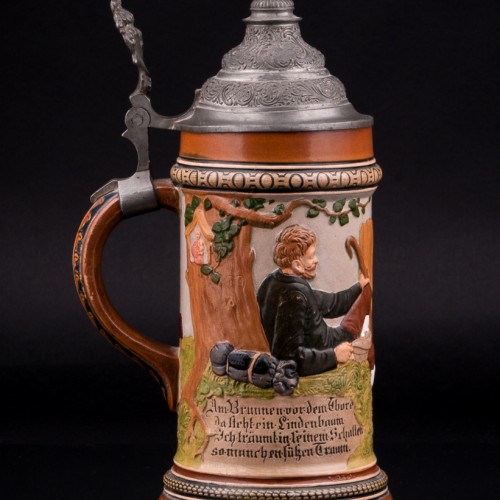 Пивная кружка У колодца перед воротами, 1/2 л, Hauber & Reuther, Германия, 1876-1910 гг