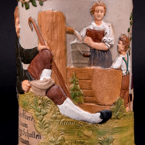 Пивная кружка У колодца перед воротами, 1/2 л, Hauber & Reuther, Германия, 1876-1910 гг