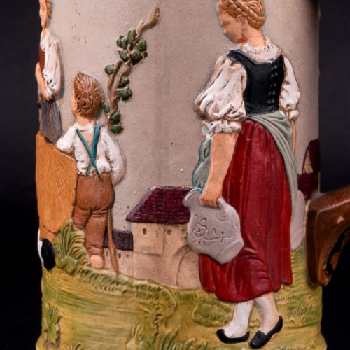 Пивная кружка У колодца перед воротами, 1/2 л, Hauber & Reuther, Германия, 1876-1910 гг