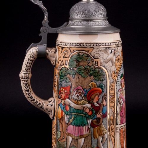 Пивная кружка Ландскнехт с невестой, 1 л, Dumler & Breiden, Германия, 1900 гг