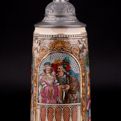 Пивная кружка Ландскнехт с невестой, 1 л, Dumler & Breiden, Германия, 1900 гг
