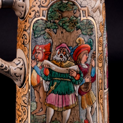 Пивная кружка Ландскнехт с невестой, 1 л, Dumler & Breiden, Германия, 1900 гг