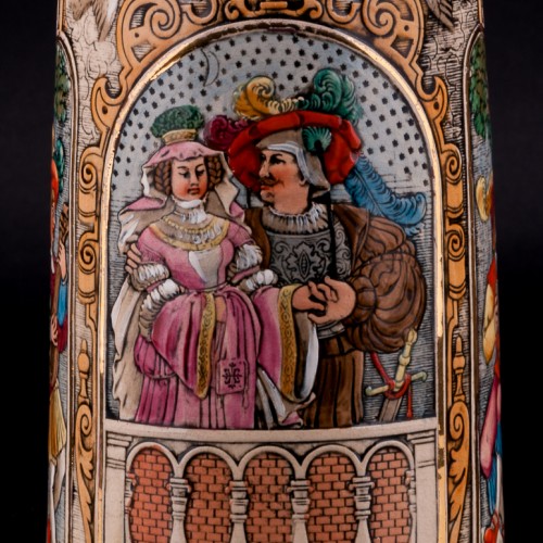 Пивная кружка Ландскнехт с невестой, 1 л, Dumler & Breiden, Германия, 1900 гг