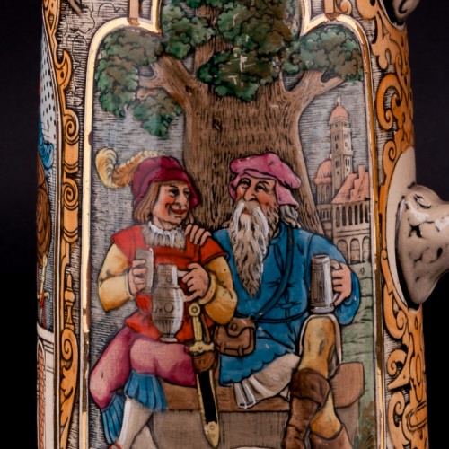 Пивная кружка Ландскнехт с невестой, 1 л, Dumler & Breiden, Германия, 1900 гг