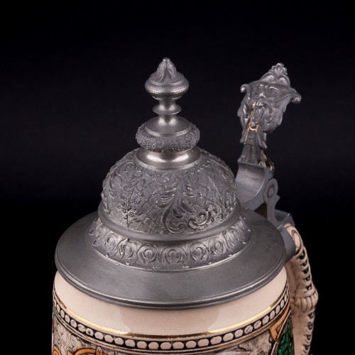 Пивная кружка Ландскнехт с невестой, 1 л, Dumler & Breiden, Германия, 1900 гг