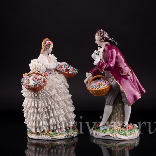 Цветочница и кавалер, кружевные, Sitzendorf, Германия, сер. 20 в