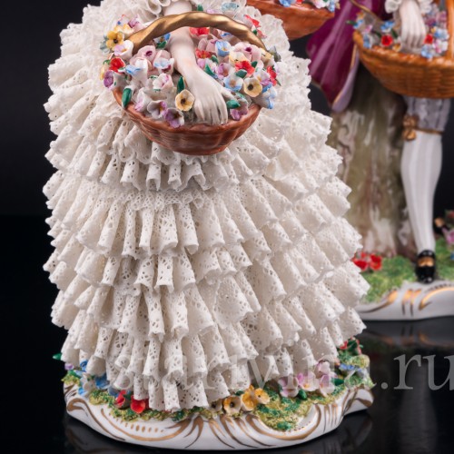 Цветочница и кавалер, кружевные, Sitzendorf, Германия, сер. 20 в