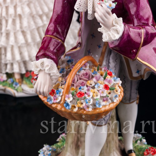 Цветочница и кавалер, кружевные, Sitzendorf, Германия, сер. 20 в