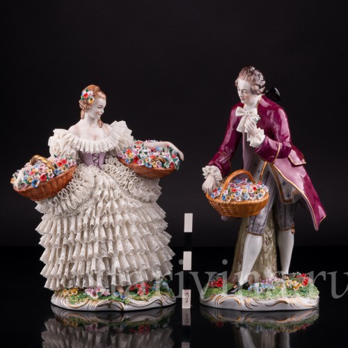 Цветочница и кавалер, кружевные, Sitzendorf, Германия, сер. 20 в