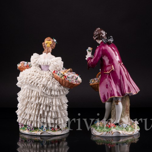 Цветочница и кавалер, кружевные, Sitzendorf, Германия, сер. 20 в