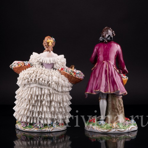 Цветочница и кавалер, кружевные, Sitzendorf, Германия, сер. 20 в