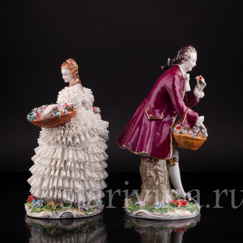 Цветочница и кавалер, кружевные, Sitzendorf, Германия, сер. 20 в