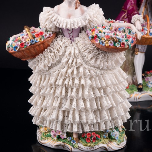 Цветочница и кавалер, кружевные, Sitzendorf, Германия, сер. 20 в