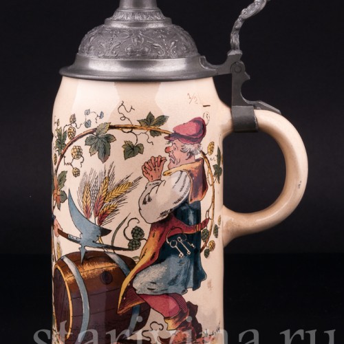 Пивная кружка Воины и кельнер, 1 л, Villeroy & Boch, Германия, 1894 г