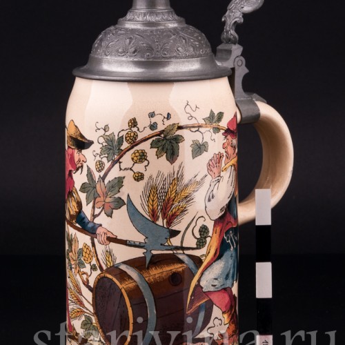 Пивная кружка Воины и кельнер, 1 л, Villeroy & Boch, Германия, 1894 г