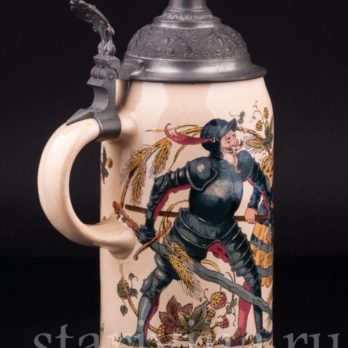 Пивная кружка Воины и кельнер, 1 л, Villeroy & Boch, Германия, 1894 г