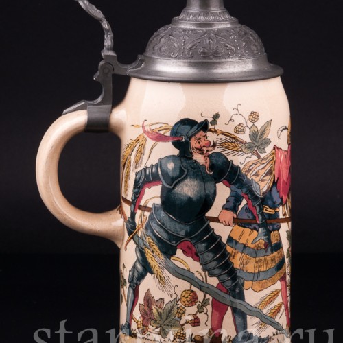 Пивная кружка Воины и кельнер, 1 л, Villeroy & Boch, Германия, 1894 г