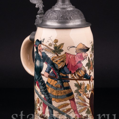 Пивная кружка Воины и кельнер, 1 л, Villeroy & Boch, Германия, 1894 г