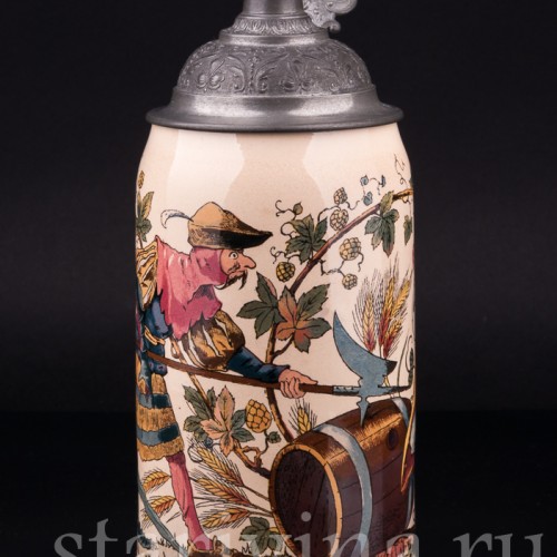 Пивная кружка Воины и кельнер, 1 л, Villeroy & Boch, Германия, 1894 г