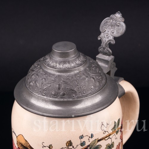 Пивная кружка Воины и кельнер, 1 л, Villeroy & Boch, Германия, 1894 г