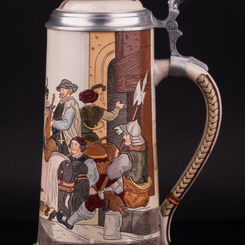 Пивная кружка Кавалькада, 1 л, Marzi & Remy, Германия, кон. 19 в