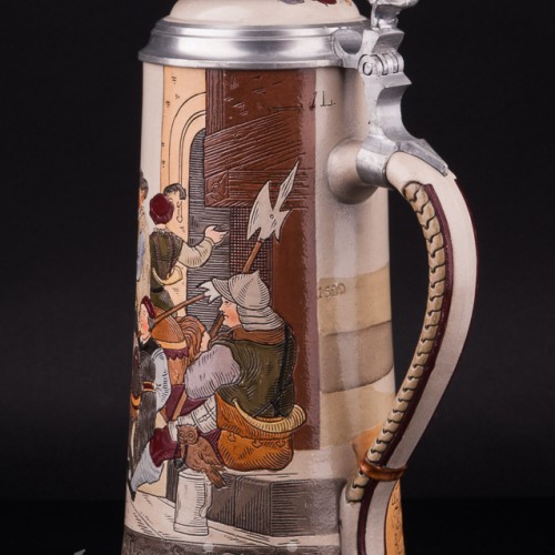 Пивная кружка Кавалькада, 1 л, Marzi & Remy, Германия, кон. 19 в