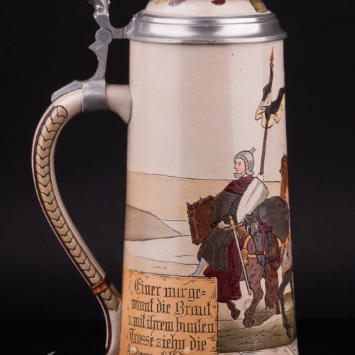 Пивная кружка Кавалькада, 1 л, Marzi & Remy, Германия, кон. 19 в
