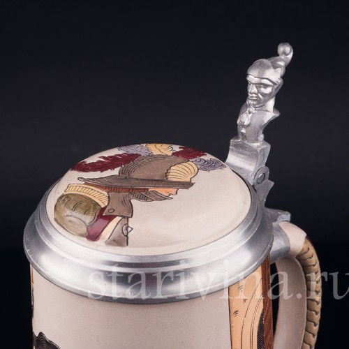 Пивная кружка Кавалькада, 1 л, Marzi & Remy, Германия, кон. 19 в