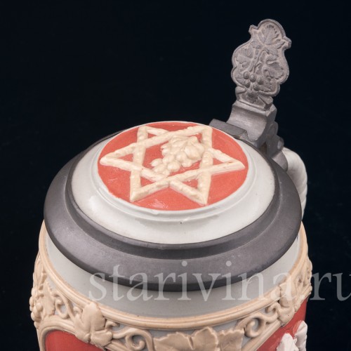 Старинная пивная кружка За стаканом вина, 1/2 л, Villeroy & Boch, Германия, 1902 г.