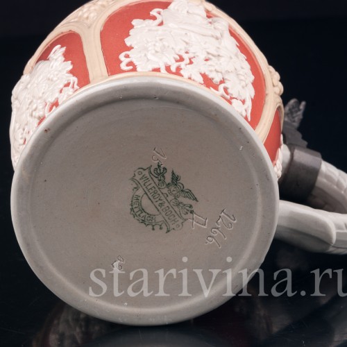 Старинная пивная кружка За стаканом вина, 1/2 л, Villeroy & Boch, Германия, 1902 г.