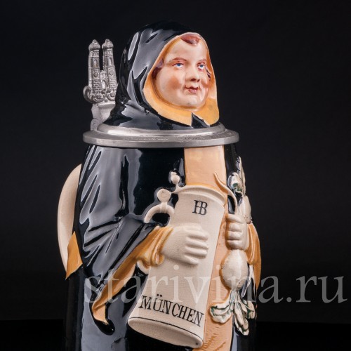 Старинная пивная кружка Мюнхенский мальчик, 1 л, Германия, перв. пол. 20 в.  