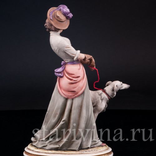 Статуэтка из фарфора Девушка с борзой, Bruno Merli, Италия, сер. 20 в.