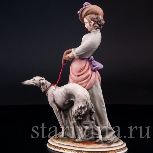 Статуэтка из фарфора Девушка с борзой, Bruno Merli, Италия, сер. 20 в.